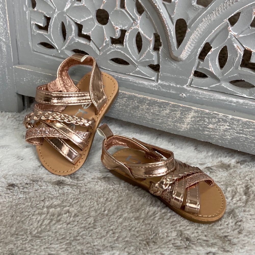 Bebe rose gold sandals baby girls 3-6 months glam formal party girlhoodcore